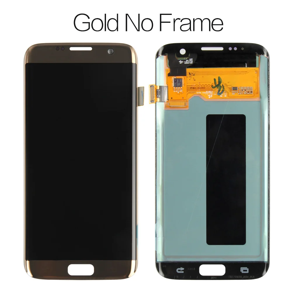 Gold no Frame Супер AMOLED lcd Замена для samsung S7 Edge G935F G935A G9350 lcd дигитайзер сенсорный экран с рамкой экрана - Цвет: Gold no Frame