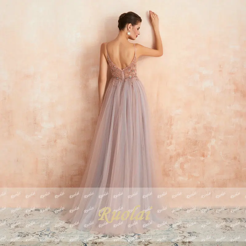 Роскошные вечерние платья трапециевидной формы Длинные 2019 на бретельках с