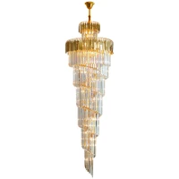 goldblack large chandeliers for staircase luxury spiral crystal luminaire villa hotel decor indoor lighting long hanging lights