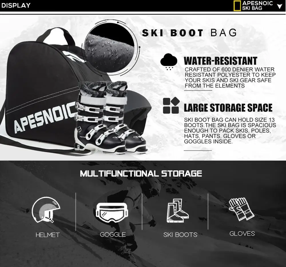 APESNOIC мягкая двухкомпонентная сумка для лыж и ботинок комбинированная