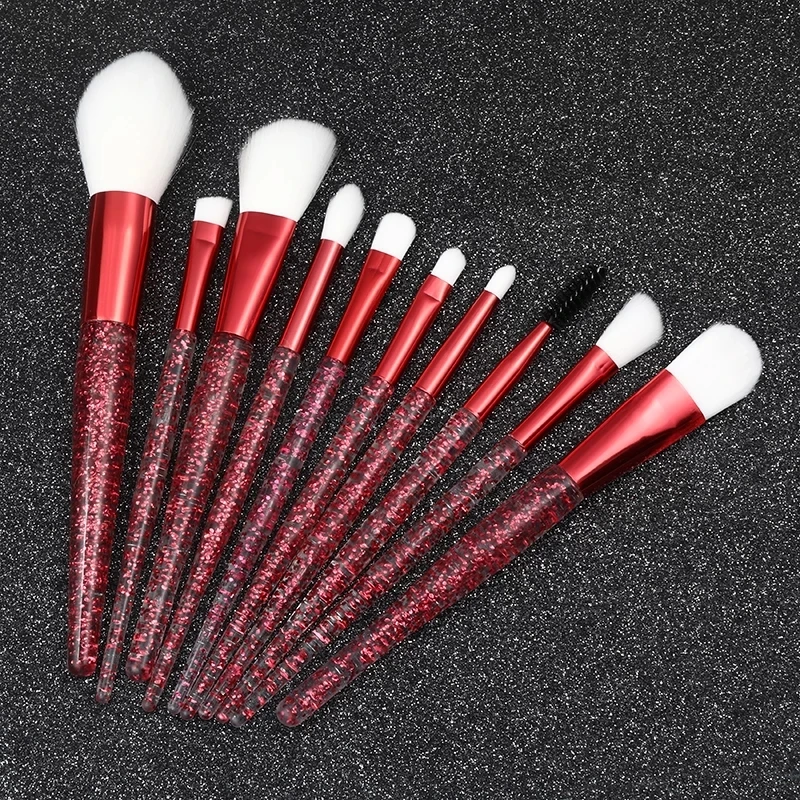 

NEW 10pcs Colorful Makeup Brush Set Glitter Shinny Crystal Foundation Blending Power Cosmetic Beauty Make Up Tool Set