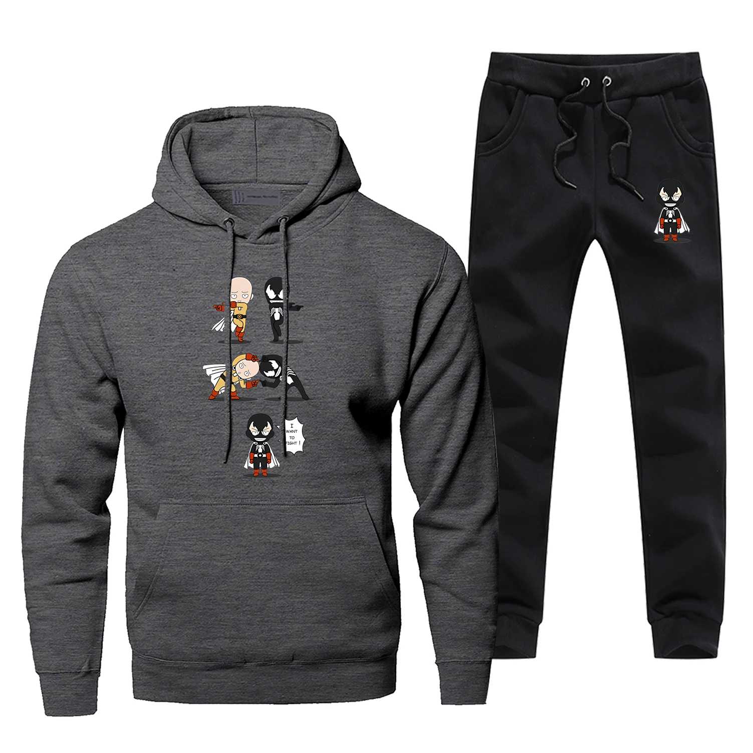 Dark Gray Venom One Punch Man черный полный мужской спортивный костюм супер герой япония брюки в стиле аниме толстовка мода Harajuku спортивный костюм комплект из 2 предметов - Цвет: Dark Gray