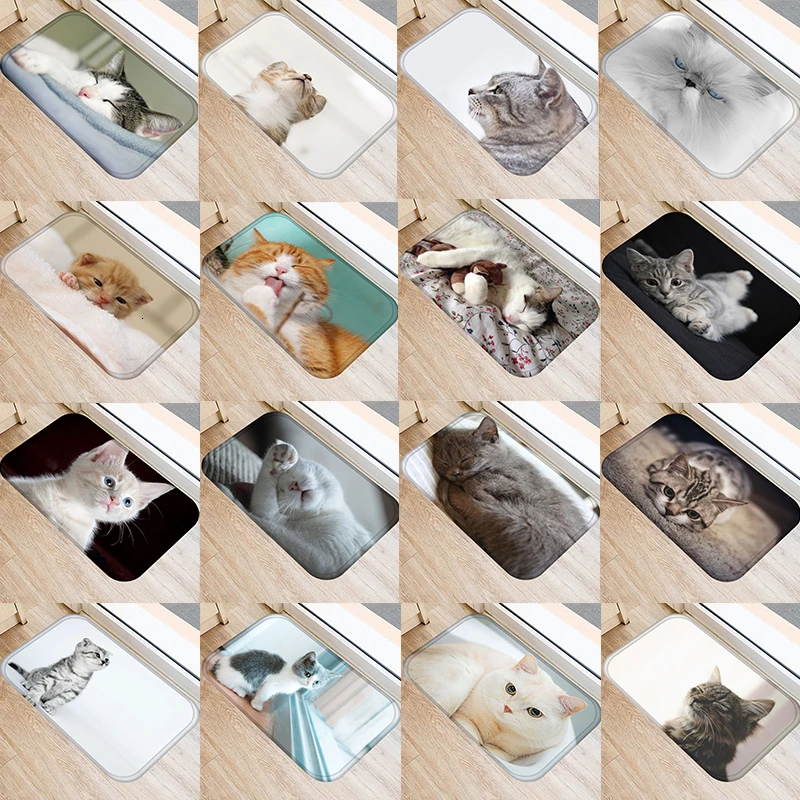 Придверный коврик для входной двери с забавным принтом кошки противоскользящий