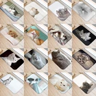 Придверный коврик для входной двери с забавным принтом кошки, противоскользящий домашний декор, коралловый флисовый коврик для гостиной, коврики для ванной, ковер 48237