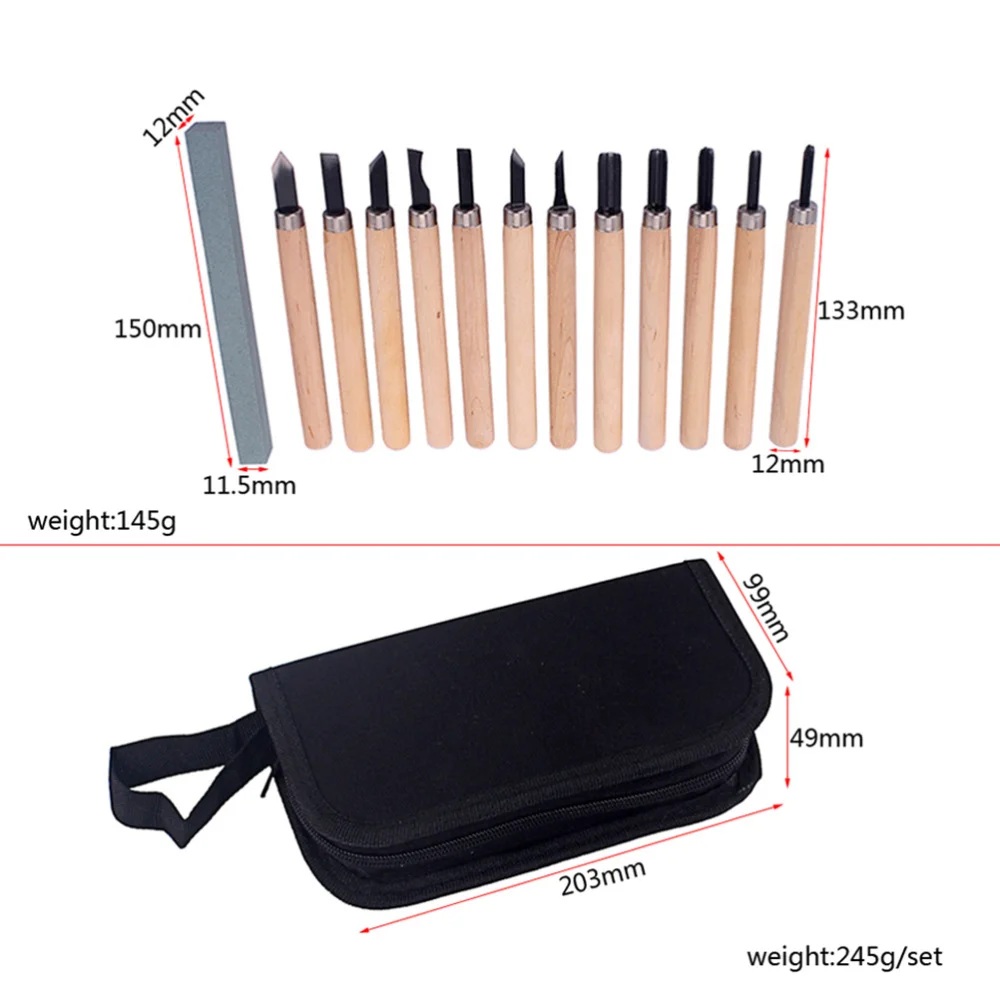 

13PCS/Set Musical Instrument Carving Tool Professional Woodworking Chisel DIY Hand Tools Carpenters Tool Kit with Whetstone (Bei