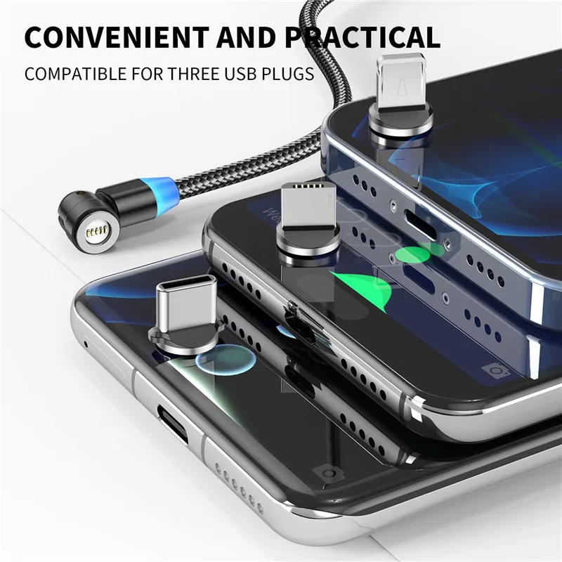 USLION Magnetic Charging Cable Fast Charging 3A Data Transfer Type C Magnetic Phone Charger Micro USB Cable For iphone Xiaomi 11