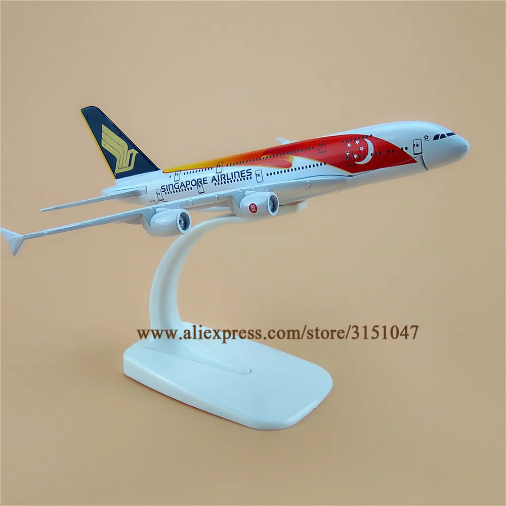 16 см модель самолета из металлического сплава с флагом авиакомпании Singapore Airlines A380