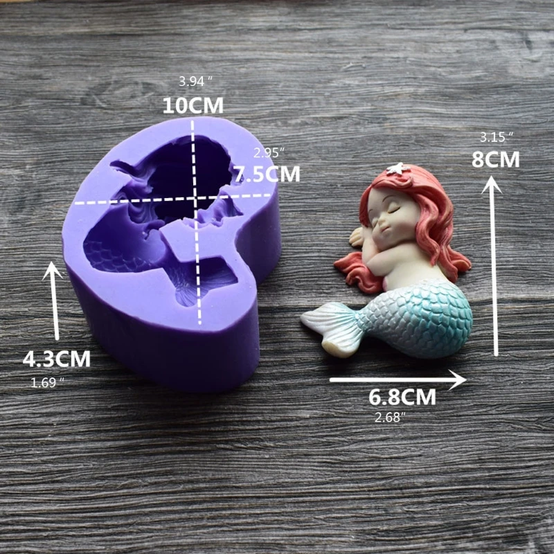 

Sleeping Beauty Fish Fondant Silicone Cake Resin Mold Baby Fish Tail Soap Mould A0NF