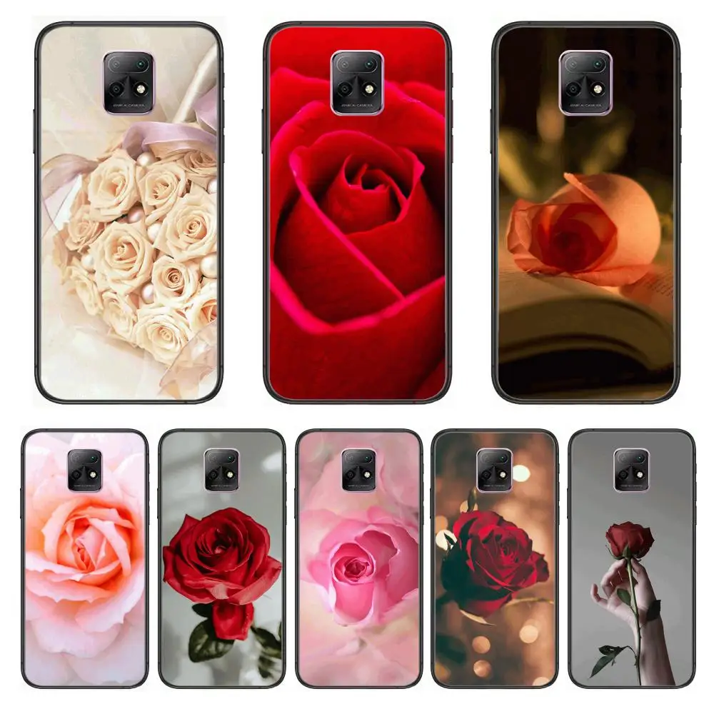 

Bright Red Rose Flowers Phone Case For XiaoMi Redmi 10X 9 8 7 6 5 A Pro S2 K20 T 5G Y1 Anime Black Cover Silicone Back Pretty