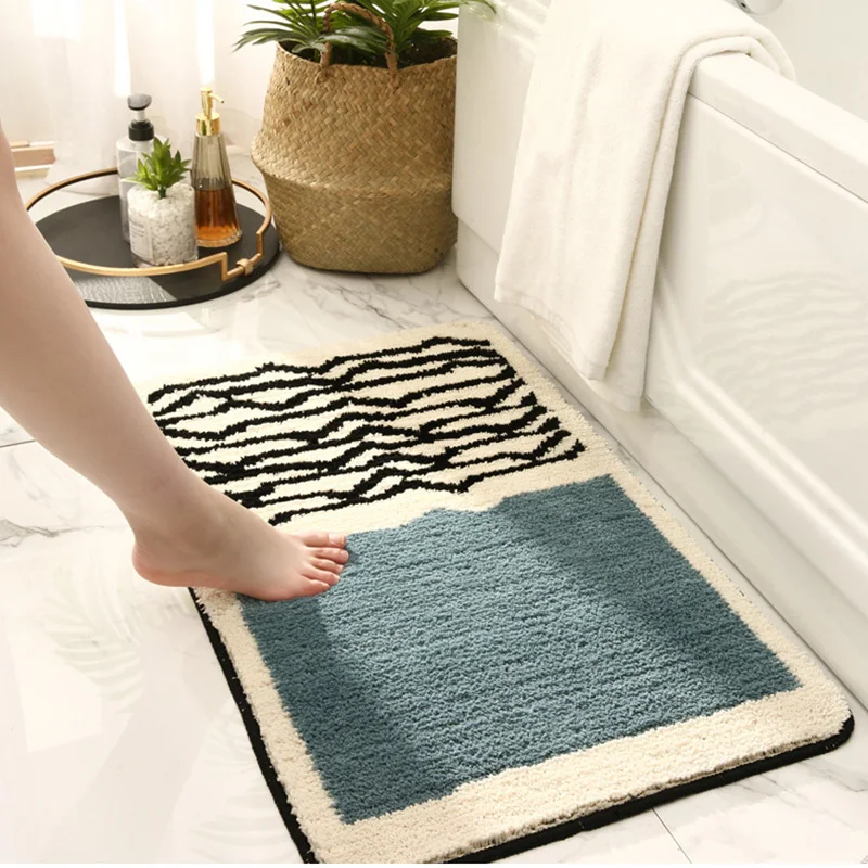 

Home Microfiber Soft TPR Anti Slip Bath Room Rug Water Absorption Floor Door Mat Yellow Red Fashion Livingroom Carpet Decoration
