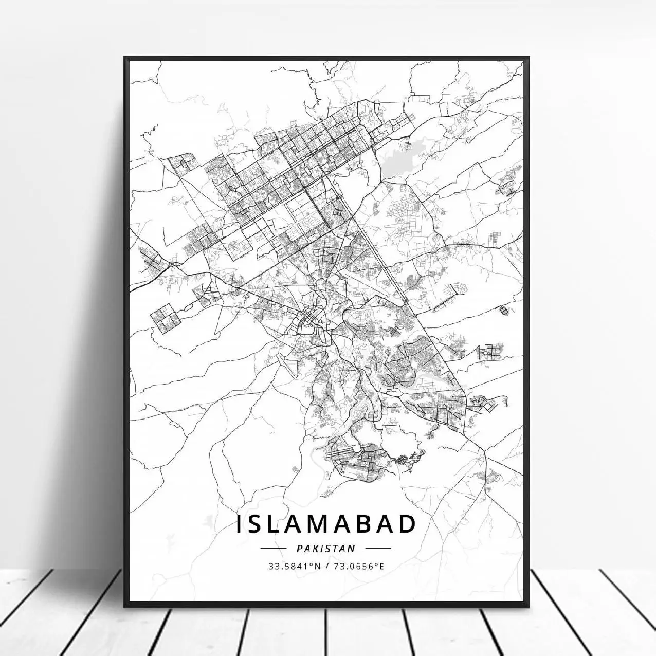 Islamabad Lahore Karachi Pakistan Canvas Art Map Poster | Дом и сад