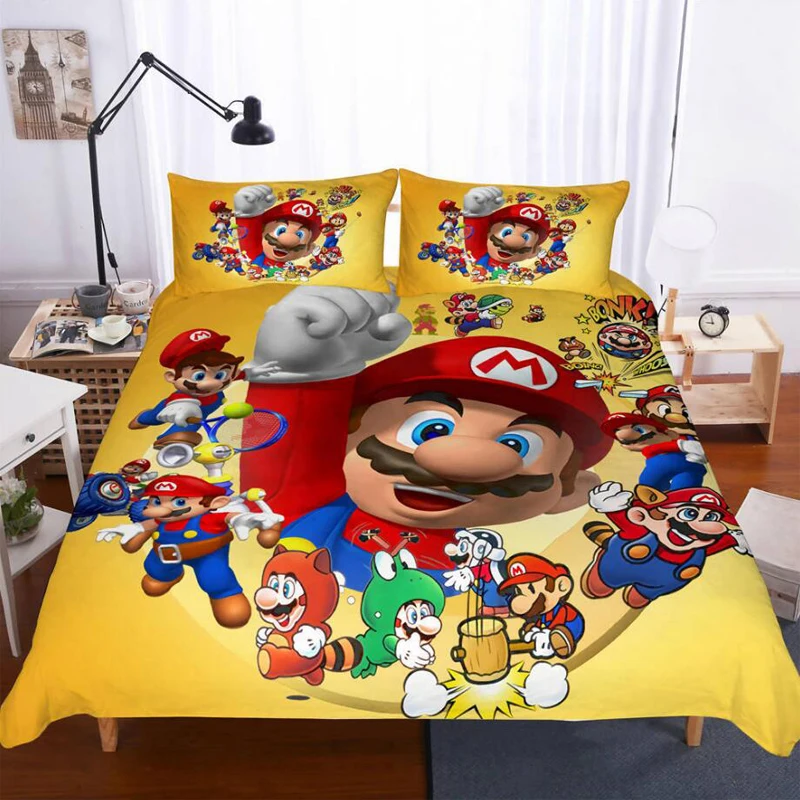 Комплект постельного белья Super Mario Bros пододеяльник наволочки декор для