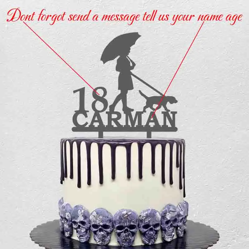 Персонализированные Имя возраст девочек брать с собой на прогулку собакой торт