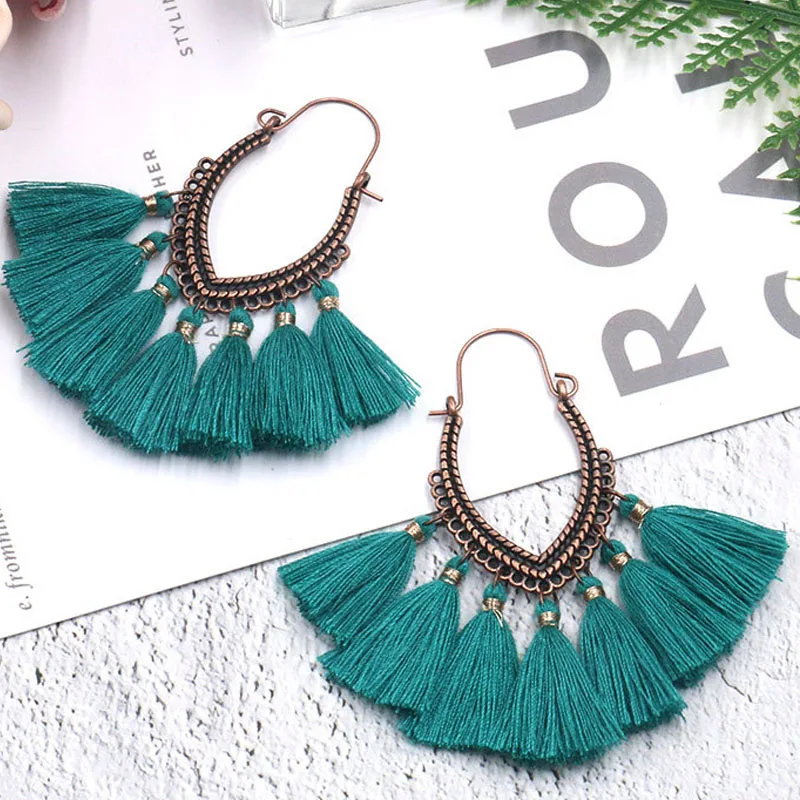 

Earrings 2021 Trend Aesthetic Boho Earring Vintage Women's Accessories Designer Earring Wholesale Tassel Earring Ethnic Jewelry