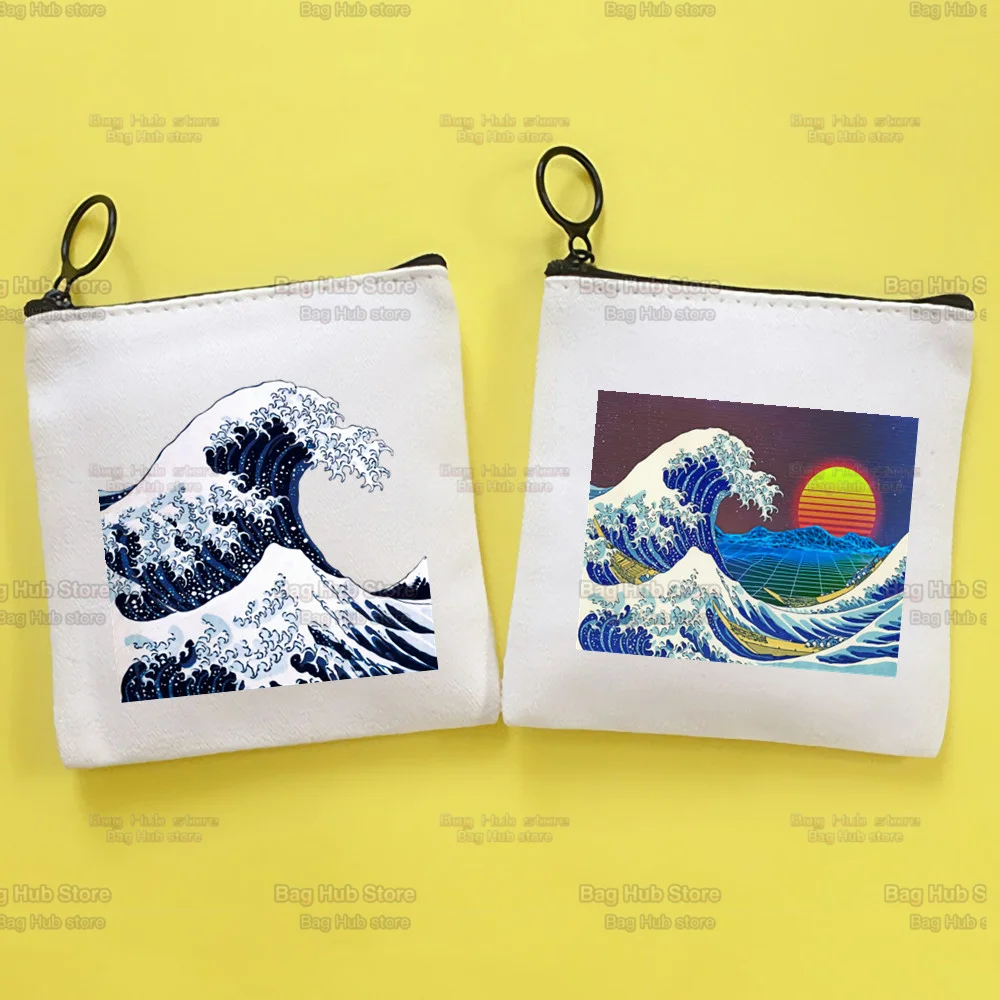 

The Great Wave of Aesthetic Cute Cloth Girl Coin Purse Key Bag Small Card Bag Mini Coin Storage Bag