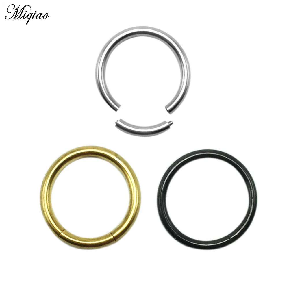 

Miqiao 1pcs Stainless Steel Gold Sliver Black Color Simple Body Jewelry Segment Rings Hoop Labret Lip Nose Piercing Jewelry