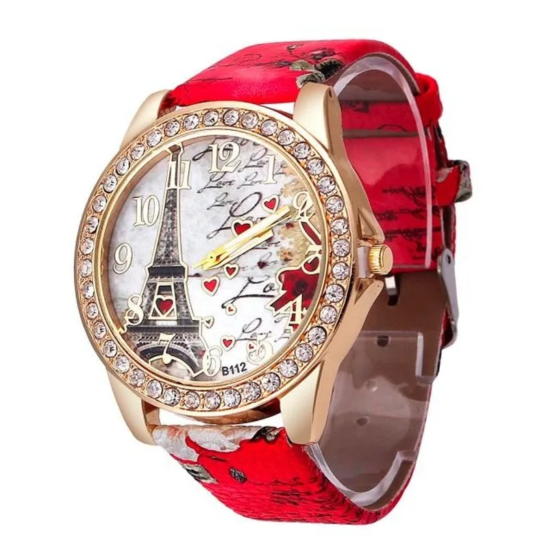 

2021 Ladies Tower Pattern Watch Luxury Gold Watch Stainless Steel Rhinestone Ladies Watch Fashion Ladies Watch Clock