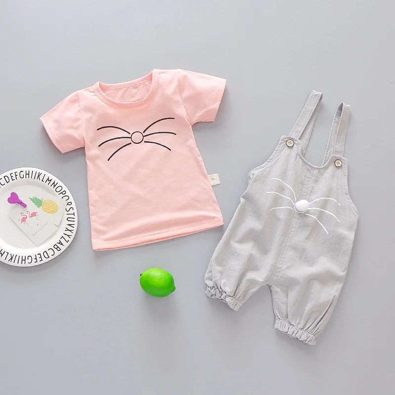 

2Pcs NEW Lovely Kids Girls Clothes Set Children Girl Long Sleeve Mouse Pattern T-shirt + Rompers Baby Outfits Clothing Suits