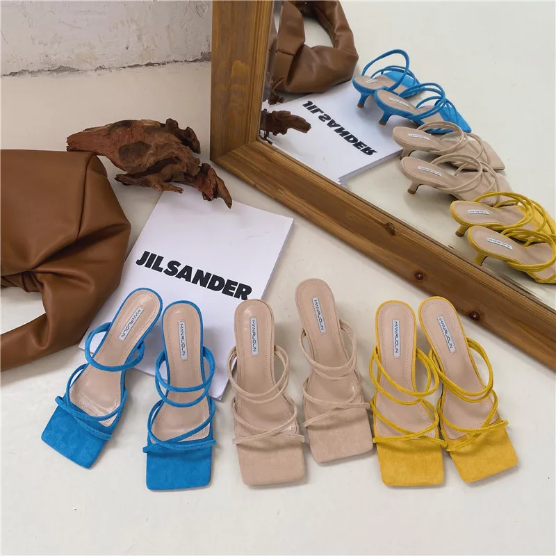 Женские босоножки MOLAN брендовые дизайнерские с узкими лентами на каблуке рюмочка