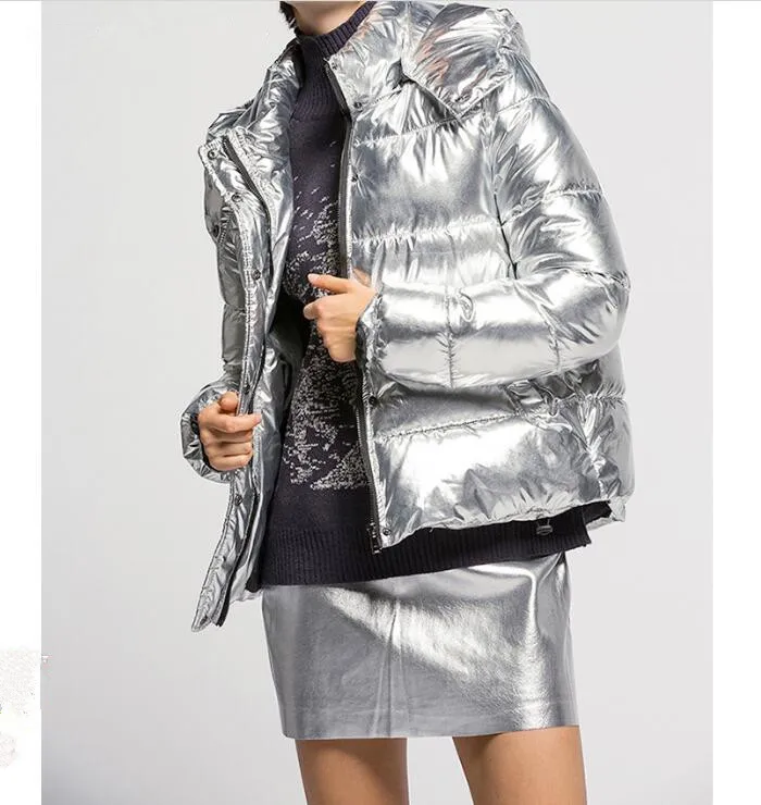 

2021 New winter coats for women winter jacket with silver hood winter jacket for women large pockets padded cotton parkas