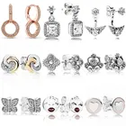 Женские серьги из серебра 925 пробы, с двойным кольцом