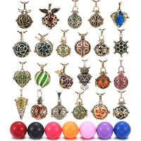mexico style necklace copper vintage hollow ball box diffuser necklace locket pendants for essential oil perfume necklace