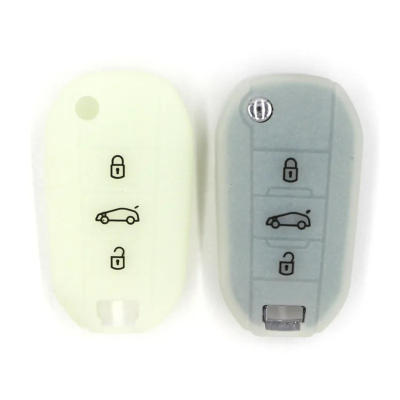 Чехол для автомобильного ключа из силикона с 3 кнопками Peugeot 208 307 308 407 408 508 RCZ 2008 3008