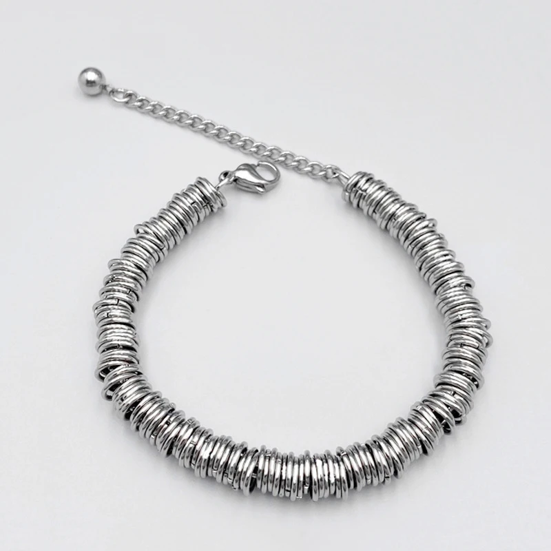Многослойный Круглый браслет из нержавеющей стали для женщин под серебро