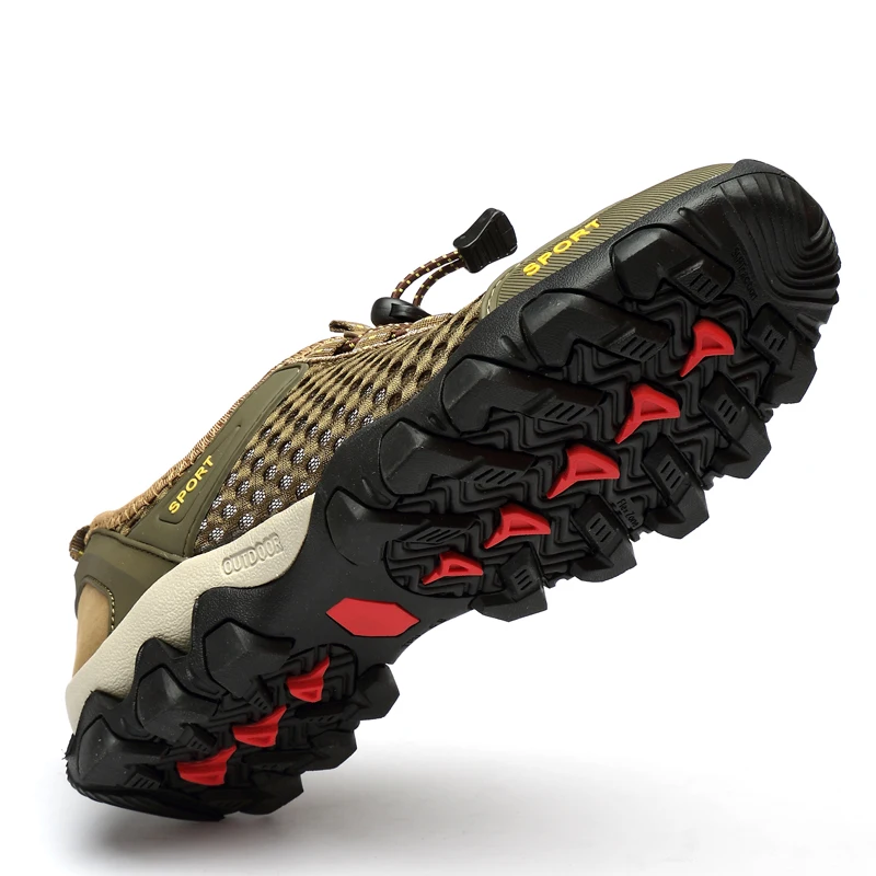 

Men Barefoot Upstream Aqua Shoes Sandals Man Breathable Leather Fishing Hiking Shoes Durable Climbing Trail Shoes Big Size 48