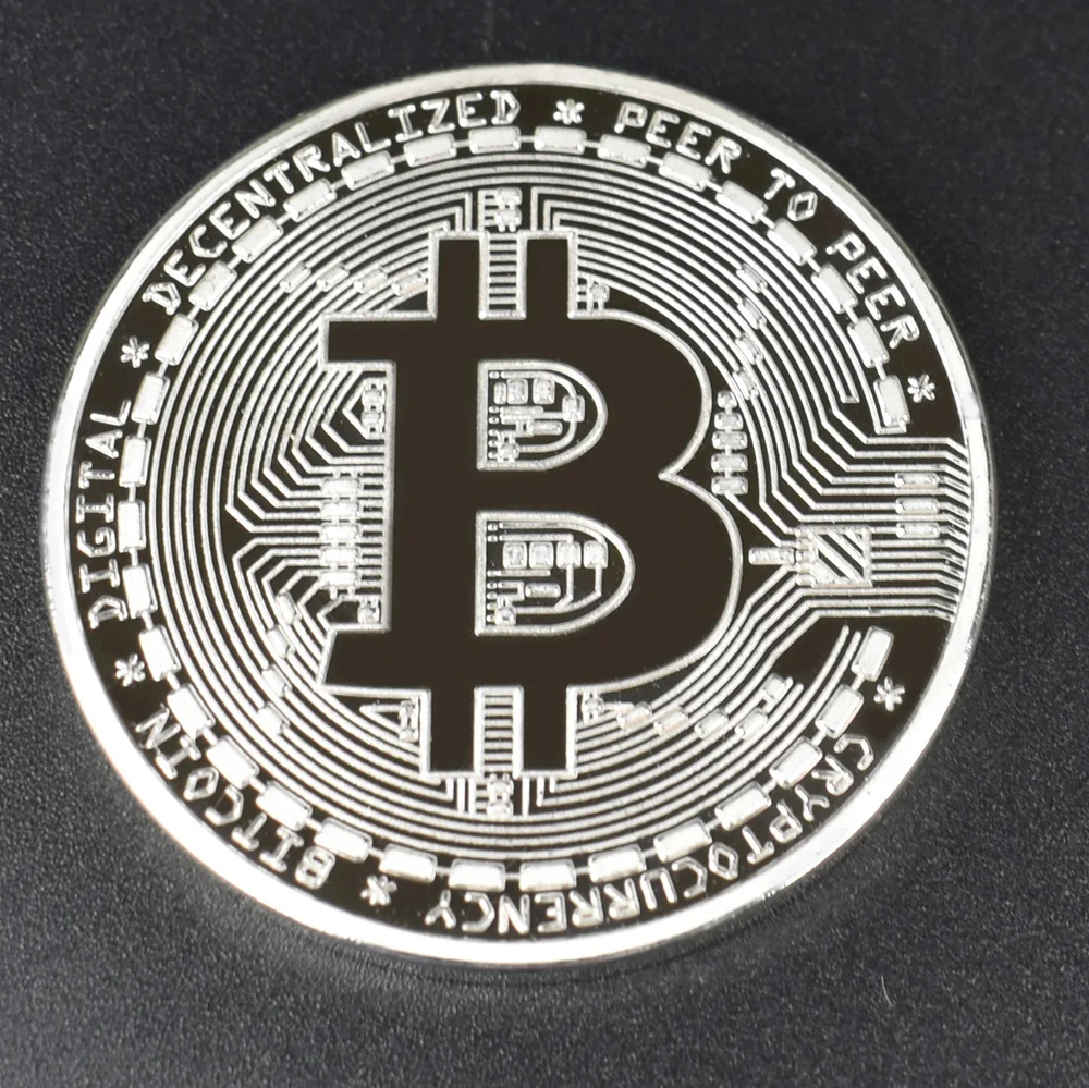 silver bitcoin 1 шт. позолоченная монета-Биткоин BTC бит физическая металлическая Коллекционная монета для подарка с пластиковым чехлом - Цвет: silver bitcoin