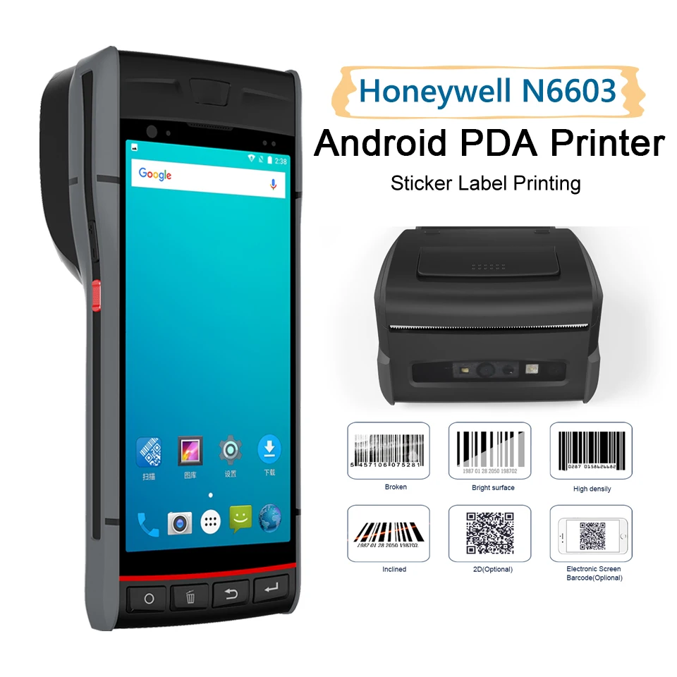 

PDA на Android 5,5, 8,1 дюйма, 2 ГБ, 16 ГБ, встроенный 2-дюймовый Термопринтер для этикеток, терминал PDA со сканером штрих-кодов Honeywell, 13,56 МГц, NFC POS