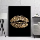 Абстрактные золотые сексуальные губы, холст, фотообои черного цвета для женщин, художественные картины, домашний декор для стен