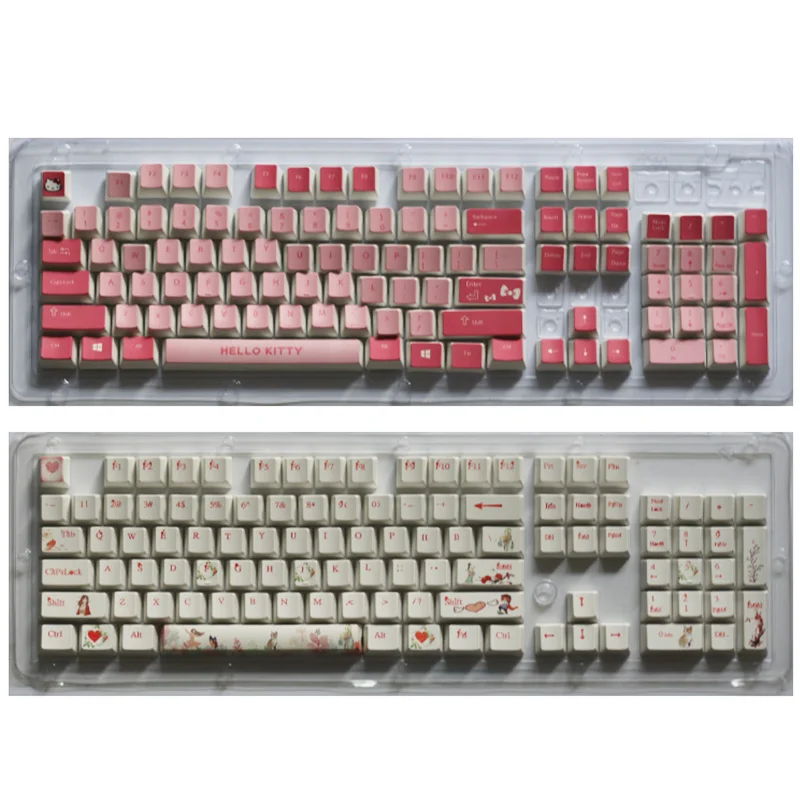 Мультяшная Кепка 104 клавиш PBT с подсветкой, колпачки для ключей Cherry Mx, колпачки для ключей с клавишами, съемник для механической клавиатуры