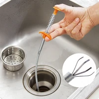 flexible sink claw pick up kitchen cleaning tools pipeline dredge sink hair brush cleaner bend sink tool with spring grip