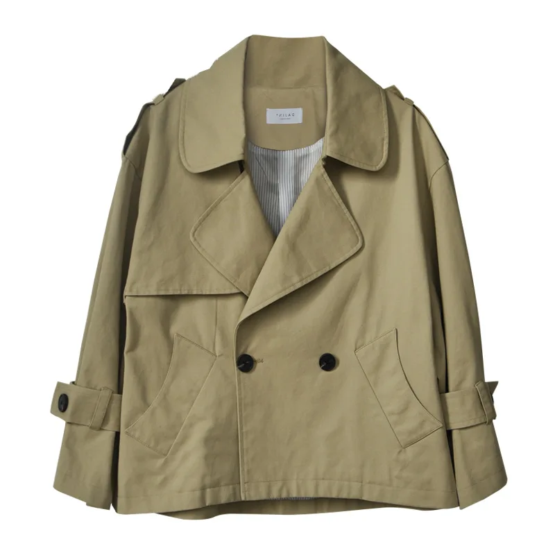 

Spring Autumn Khaki Korean Style Loose Fashion Casual Trench Windbreaker Coat for Women 132