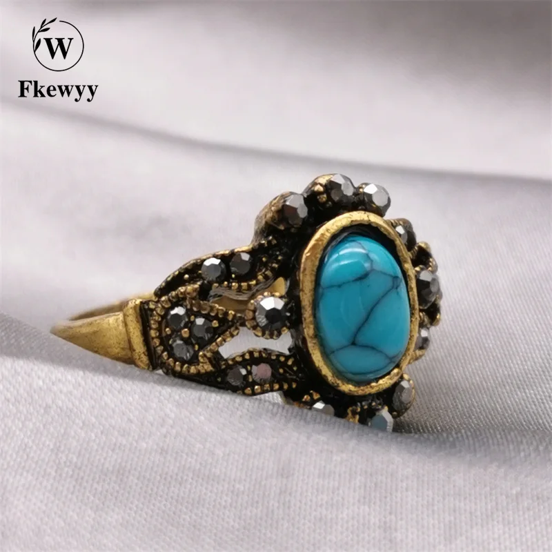 

Fkewyy Luxury Ring Gem Jewelry Vintage Accessories For Women Vintage Designer Rings Bohemia Jewellery Party Festival Gifts Girl