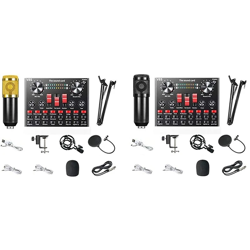 

BM 800 Condenser Microphone Bundle,Real-Time V8S Sound Card Voice Converter, Bluetooth Mixer for Music Recording