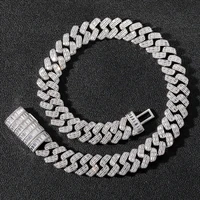 euro american dominious 17mm wide square zircon diamond shaped cuban chain flip button male personality hip hop necklace