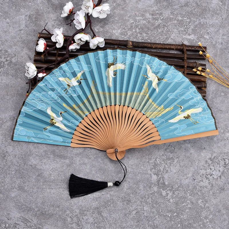 Кран 6 &quotженский складной веер в ретро стиле Ruihe фигурка ношения Шелковый Hanfu