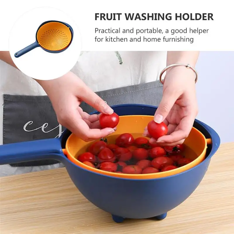 

Double-Layer Kitchen Drain Basket Fruit Vegetable Washing Holder Drying Basket With Filter