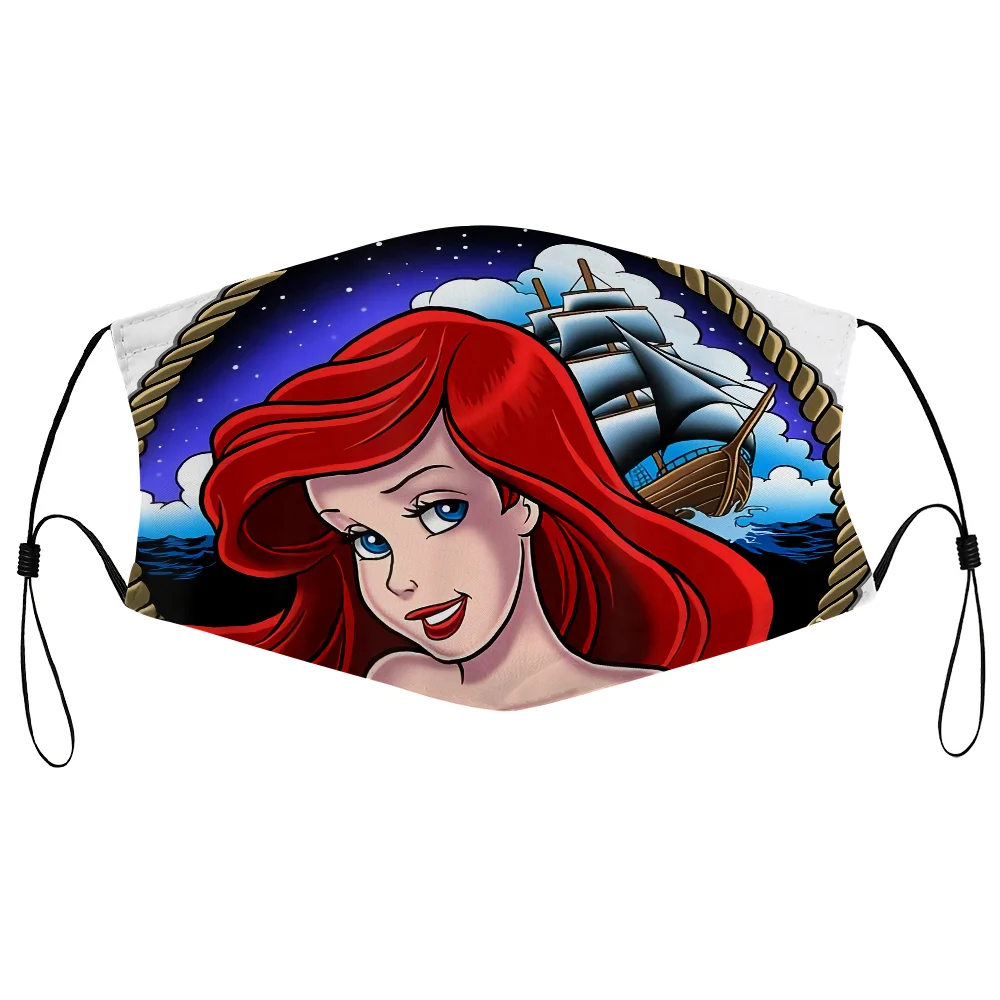 Пылезащитная маска с фильтром LEQEMAO Забавный принт Русалочка Ариэль веревочная
