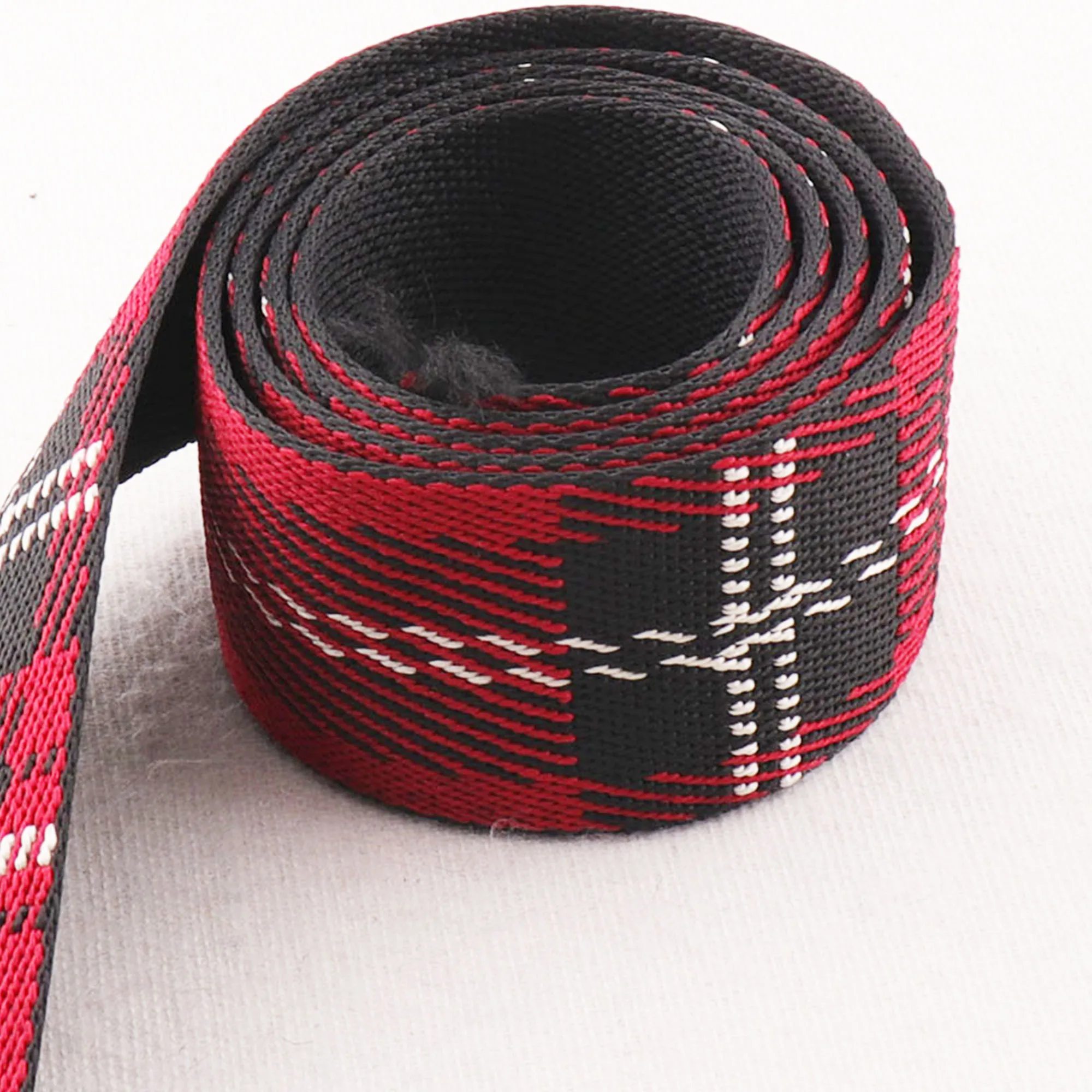 Жаккардовая тесьма 1 1/2 дюйма красная белая черная саржевая клетчатая