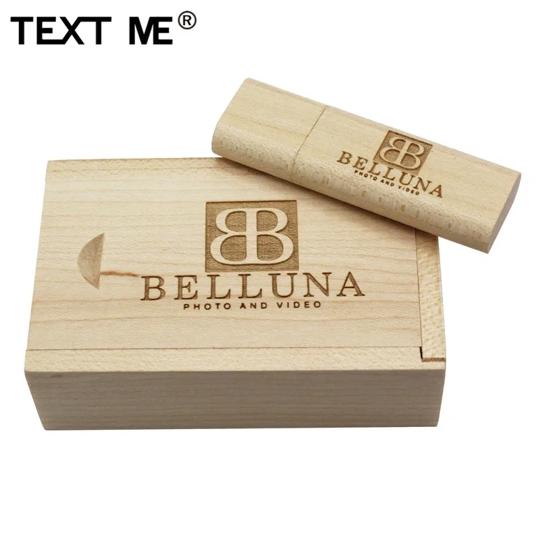 Флэш накопитель TEXT ME (заказ 5 шт. с бесплатным логотипом) кленовый деревянный 64 Гб