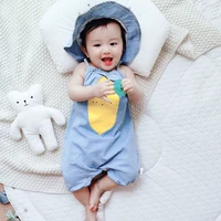 summer baby girls rompers light blue thin denim sleeveless toddler romper jumpsuit with hat one pieces newborn bebes clothes