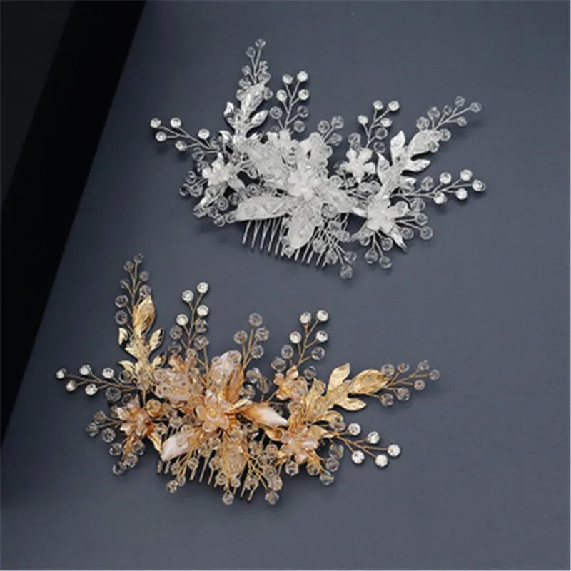 FIAZIA Crystal Bead Bride Hair Comb Ornaments Women' Wedding Jewelry Accessories Handmade Bridal Combs Headpieces Gifts | Свадьбы и