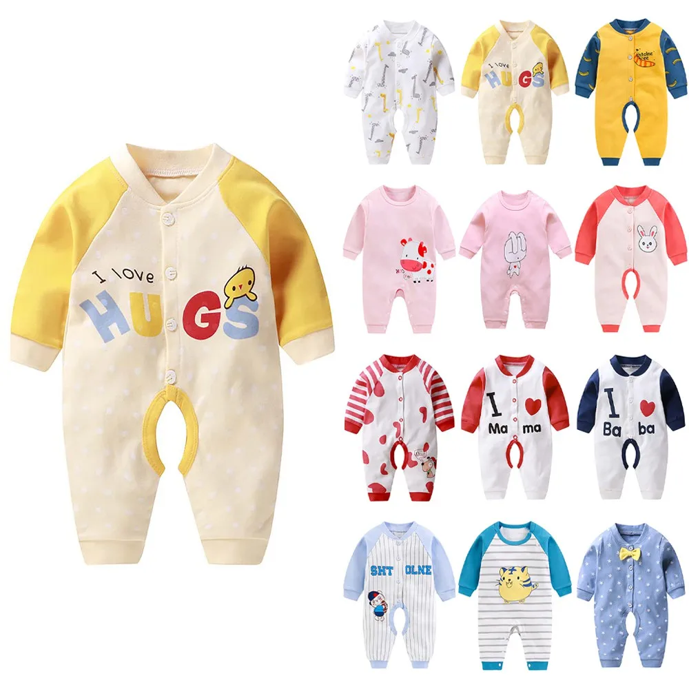 

Newborn Infant Button Rompers Overalls Bodysuit Baby Boys Girls Pajamas Sleepwear