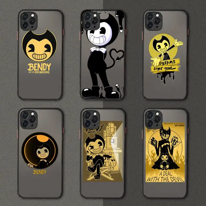 

Bendy The Ink Machine Phone Case Black Transparent Matte For IPhone 7 8 11 12 S Mini Pro X XS XR MAX Plus Cover Shell