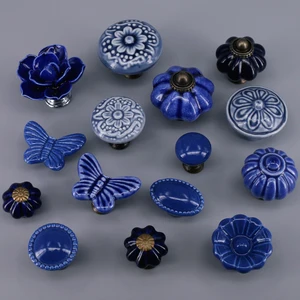 1 шт. Симпатичные фарфоровые ручки и ручки для ящиков для детских комнат дверная ручка для шкафа выдвижной ящик для шкафа темно-синего цвета