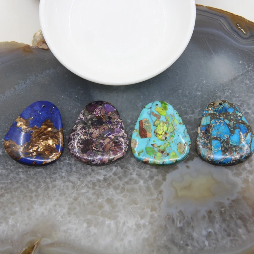 

1pcs Imperial Jaspers Egg Shape Slice Slab Pendant,Emperor Stone Drop Shape Necklace For DIY Jewelry Gift Making Accessories
