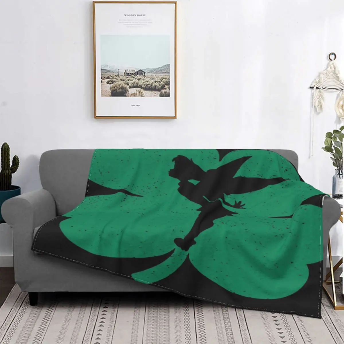 

Tinker Bell-Colcha verde Shamrock St, manta a cuadros para cama, sofah, colcha de verano, 220x240